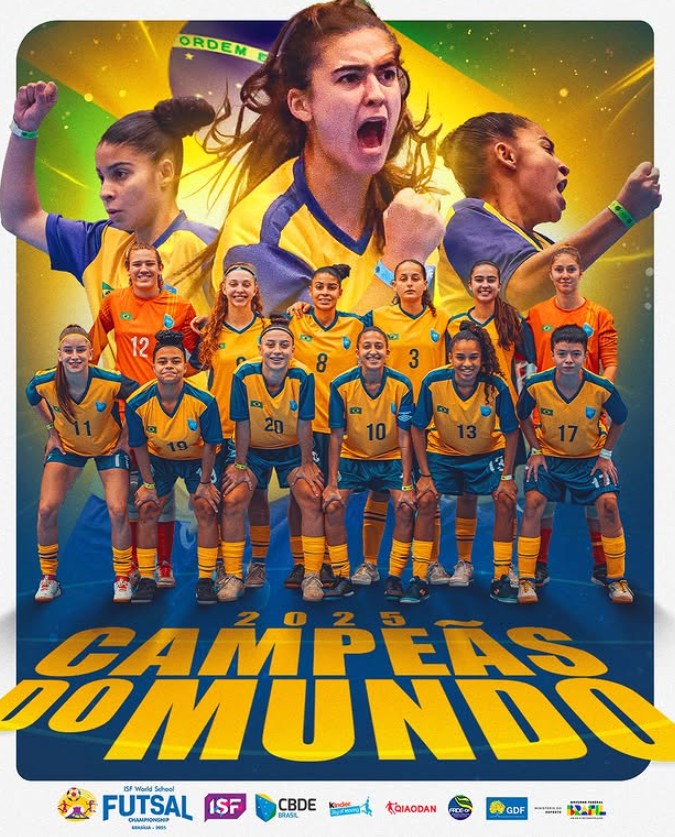 Equipe de Pinhalzinho no futsal escolar mundial